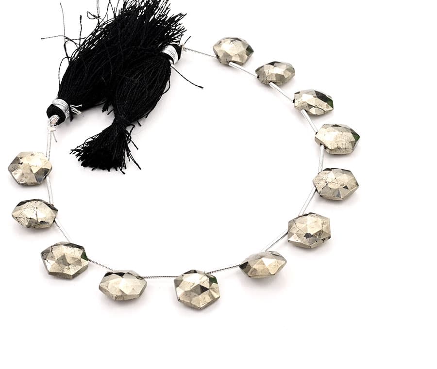 Pyrite 11mm Faceted Haxagon, additional view