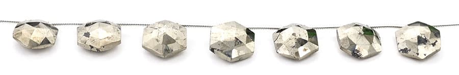 Pyrite 11mm Faceted Haxagon, additional view