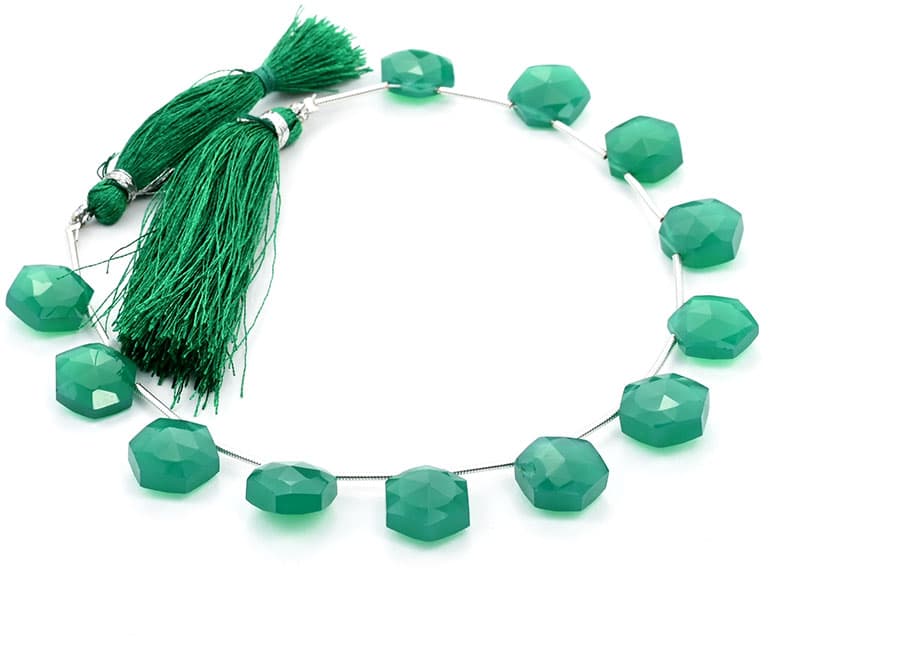 Green Onyx 11mm Faceted Haxagon, additional view