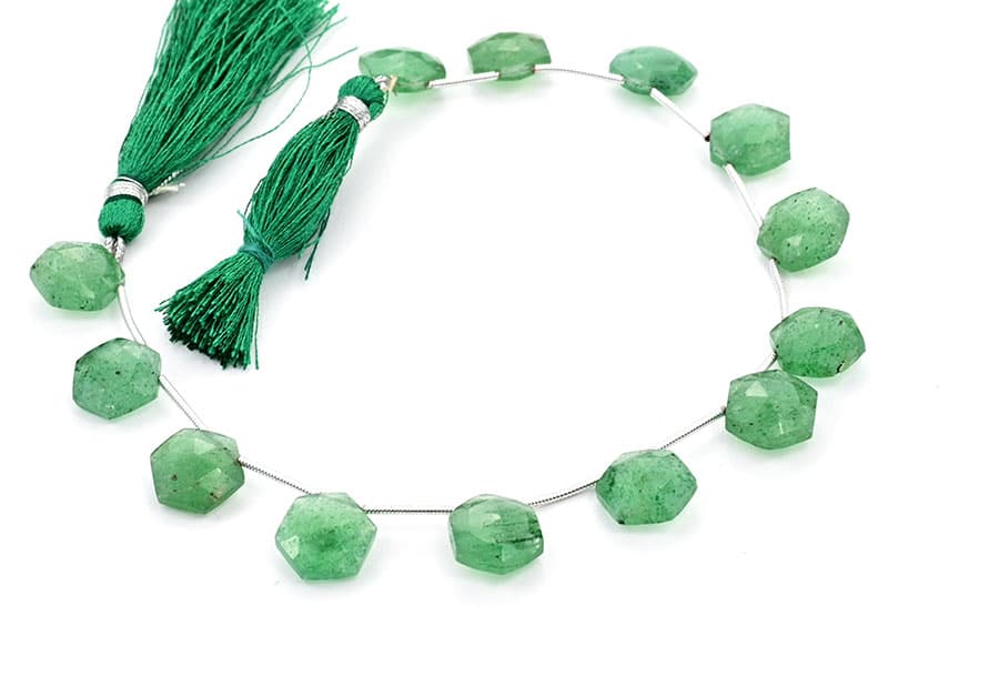 Green Strawberry QTZ. 11mm Faceted Haxagon, additional view