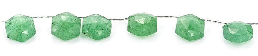 Green Strawberry QTZ. 11mm Faceted Haxagon, additional view