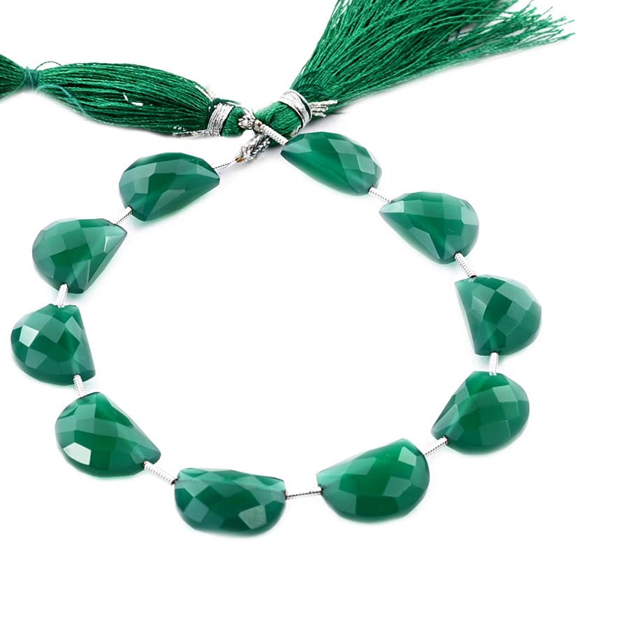 Green Onyx 11x15mm Faceted Half Moon (D shape), additional view