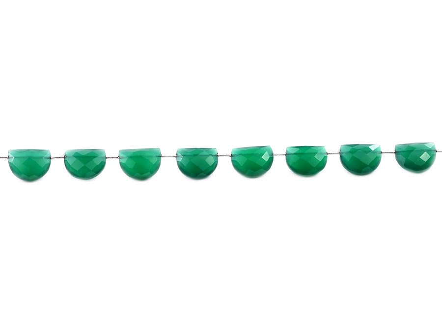 Green Onyx 11x15mm Faceted Half Moon (D shape), additional view