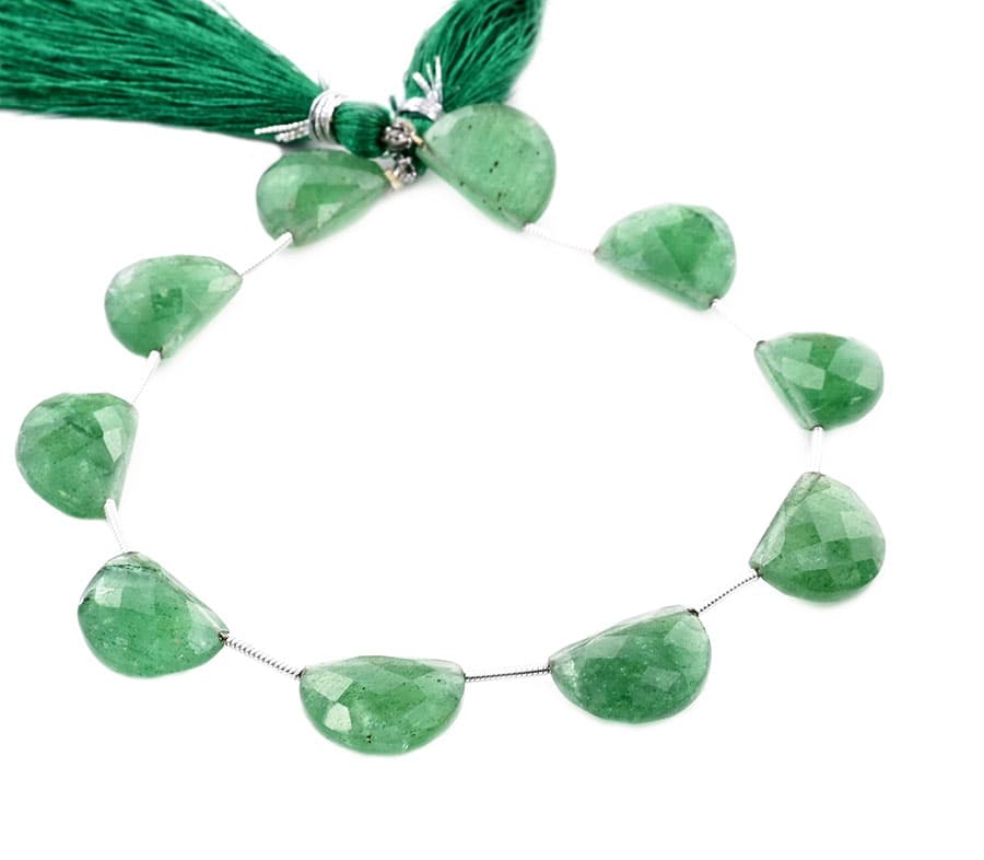 Green Strawberry QTZ. 11x15mm Faceted Half Moon (D shape), additional view