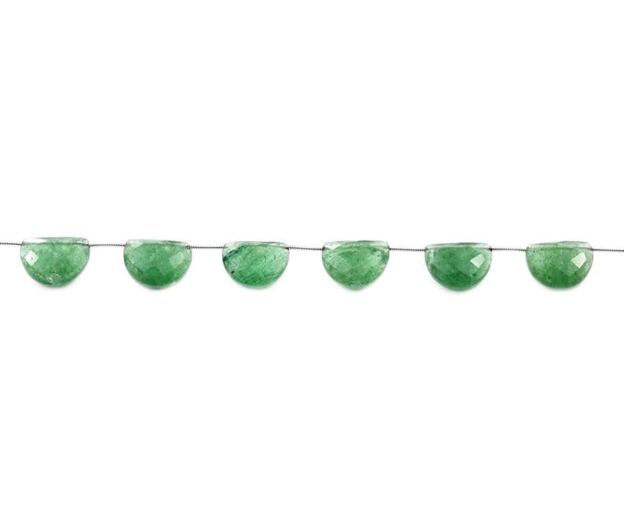 Green Strawberry QTZ. 11x15mm Faceted Half Moon (D shape), additional view