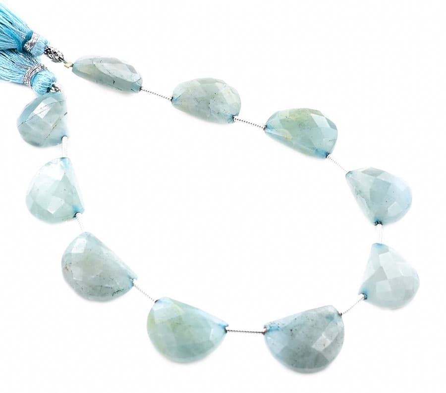 Milky Aquamarine 11x15mm Faceted Half Moon (D shape), additional view