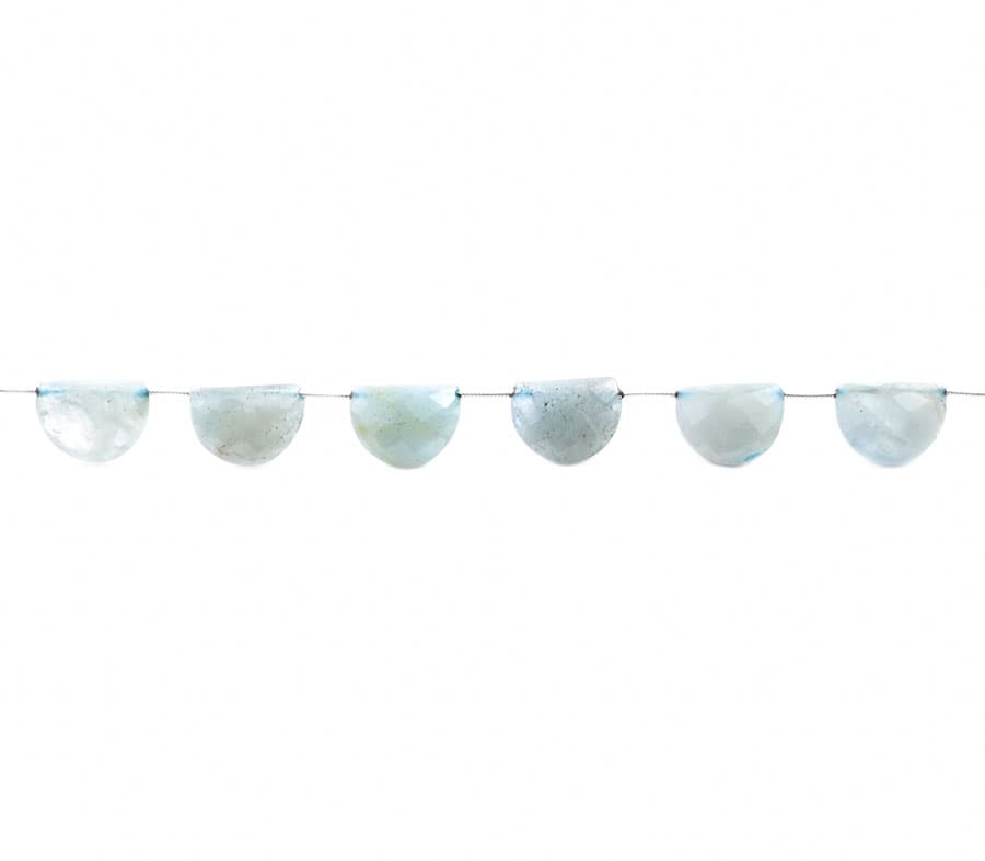 Milky Aquamarine 11x15mm Faceted Half Moon (D shape), additional view