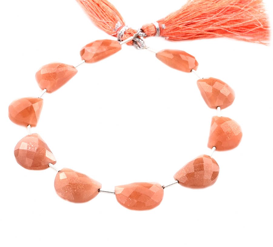 Peach Moonstone 11x15mm Faceted Half Moon (D shape), additional view