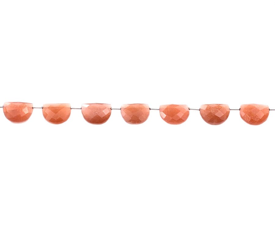 Peach Moonstone 11x15mm Faceted Half Moon (D shape), additional view