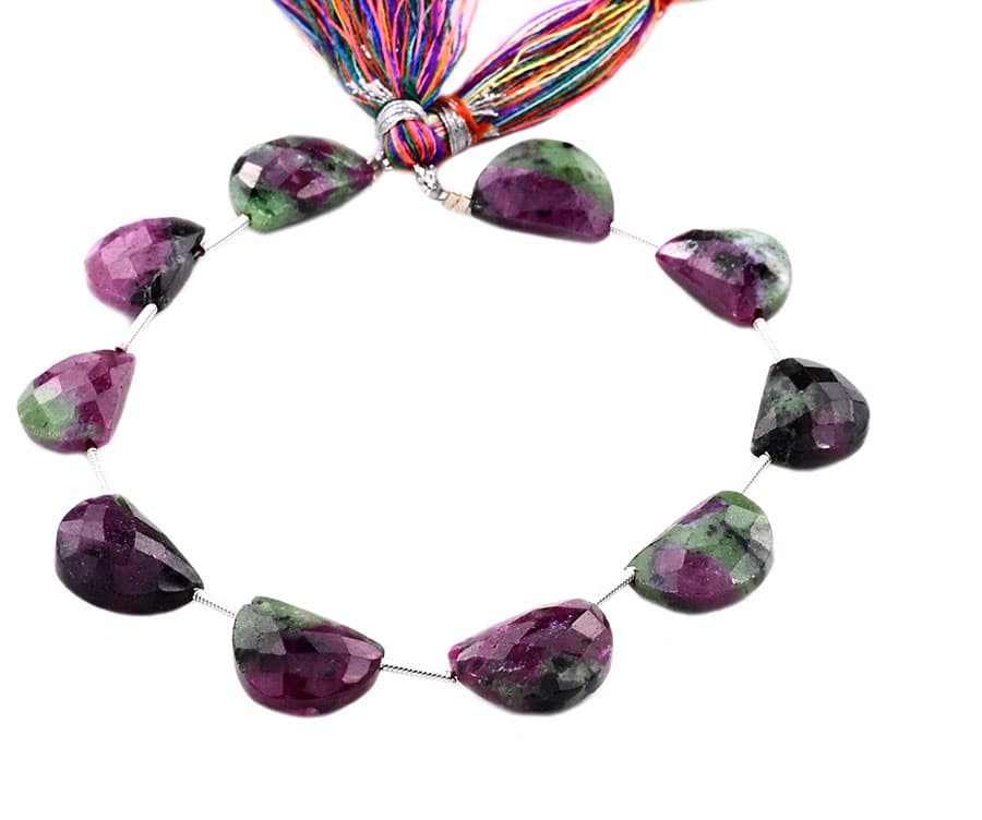 Ruby-Ziosite 10x15mm Faceted Half Moon (D shape), additional view