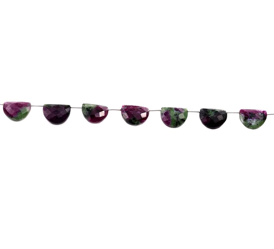 Ruby-Ziosite 10x15mm Faceted Half Moon (D shape), additional view