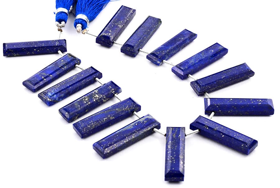 Lapis Lazuli 7x28mm Faceted Rectangle, additional view