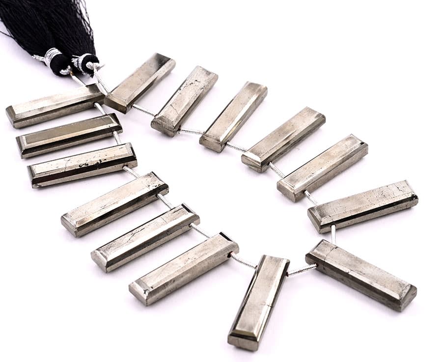 Pyrite 7x28mm Faceted Rectangle, additional view