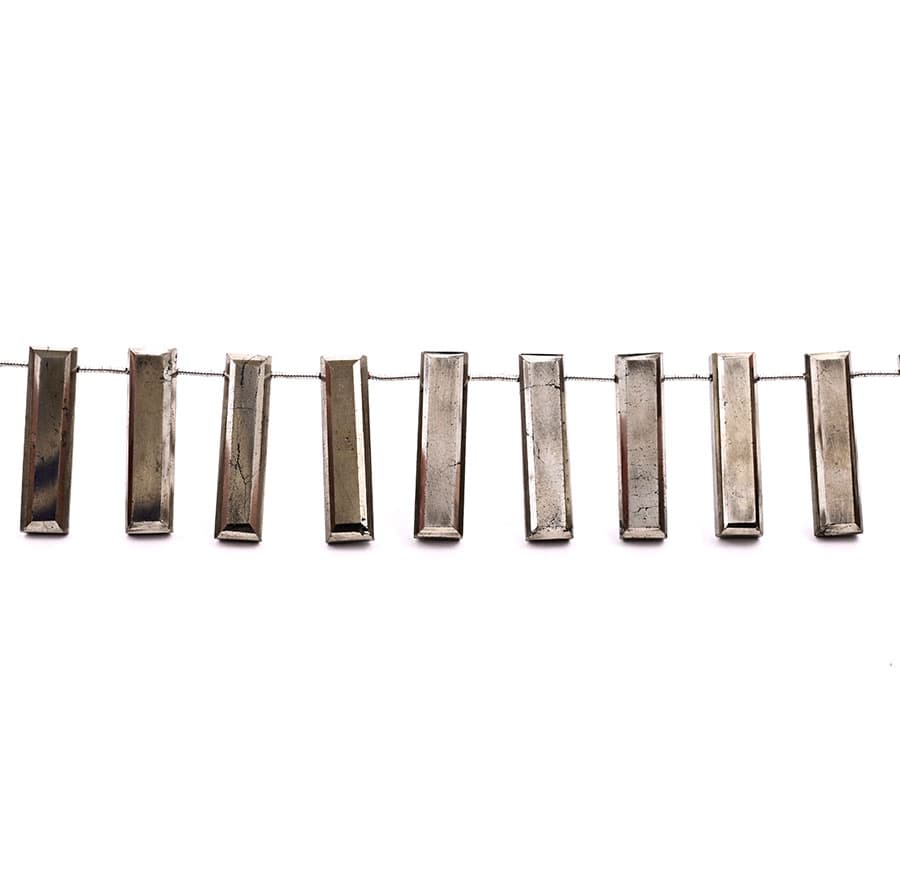 Pyrite 7x28mm Faceted Rectangle, additional view