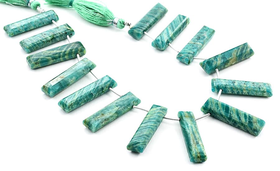 Russian Amazonite 7x28mm Faceted Rectangle, additional view