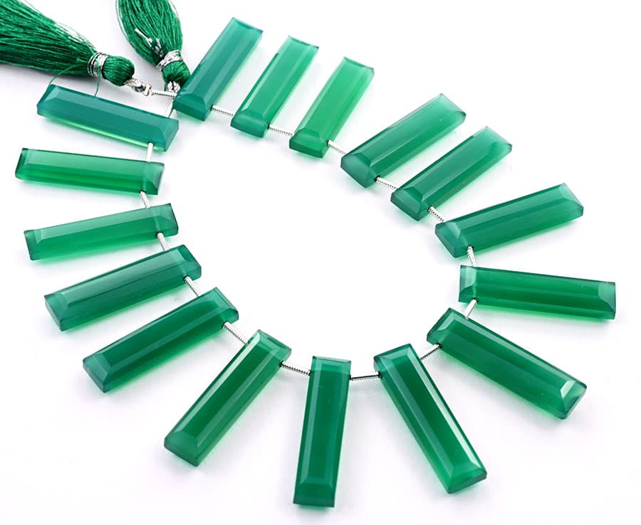 Green Onyx 7x28mm Faceted Rectangle, additional view