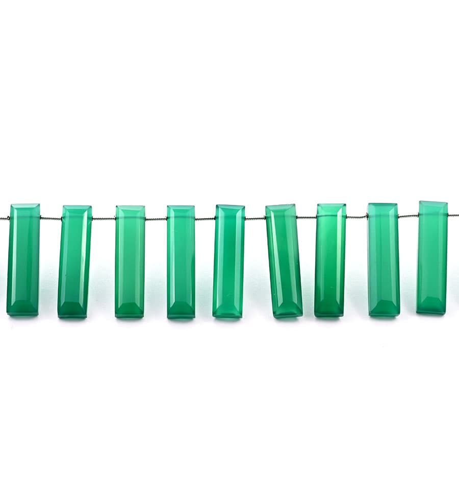 Green Onyx 7x28mm Faceted Rectangle, additional view