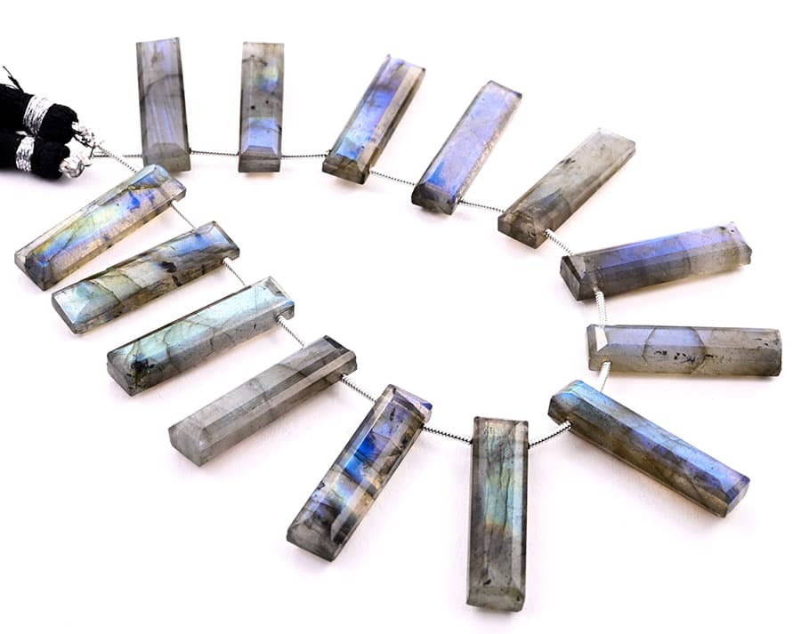 Labradorite 7x28mm Faceted Rectangle, additional view