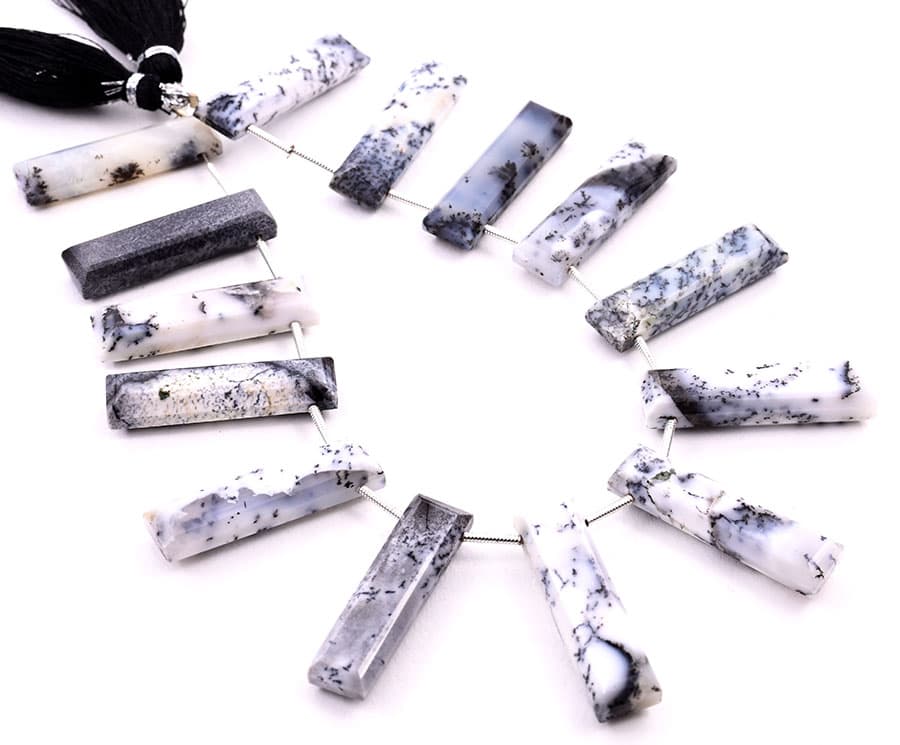 Dendrite opal 7x28mm Faceted Rectangle, additional view