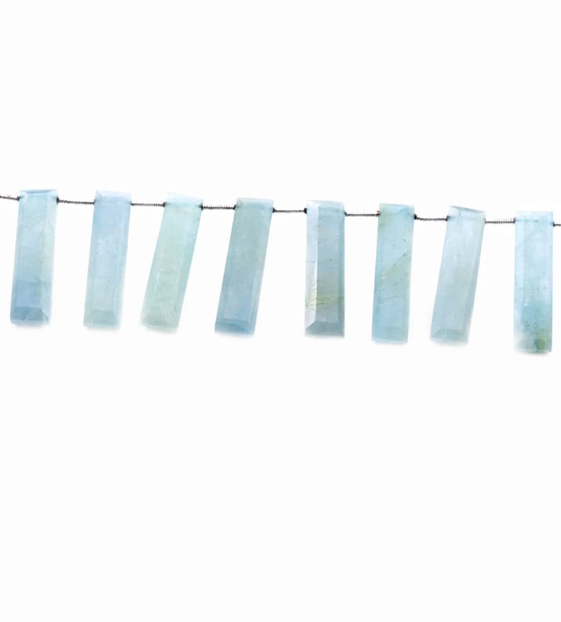 Milky Aquamarine 7x28mm Faceted Rectangle, additional view
