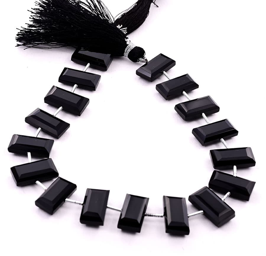 Black Onyx 8x16mm Faceted Rectangle Center Drill, additional view