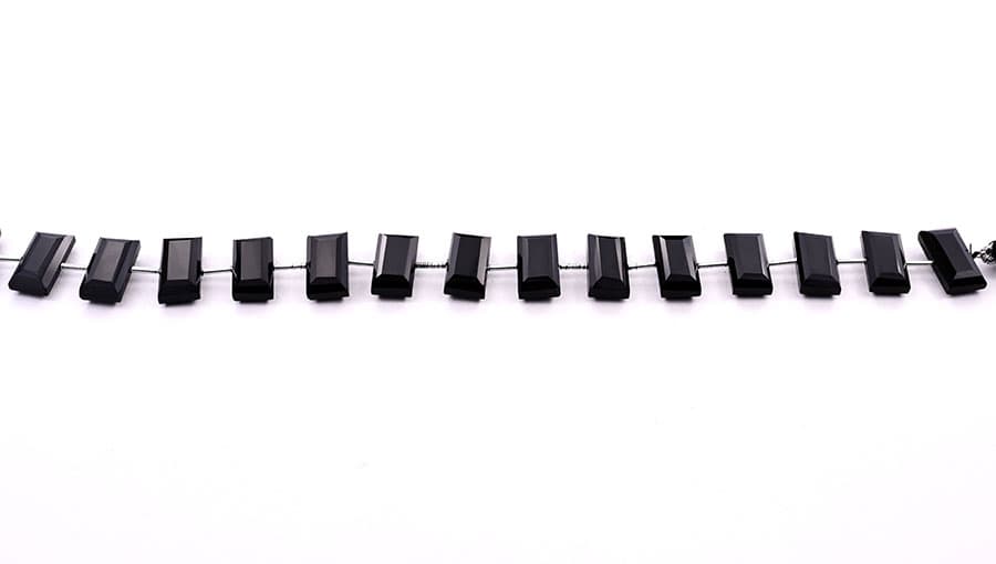 Black Onyx 8x16mm Faceted Rectangle Center Drill, additional view