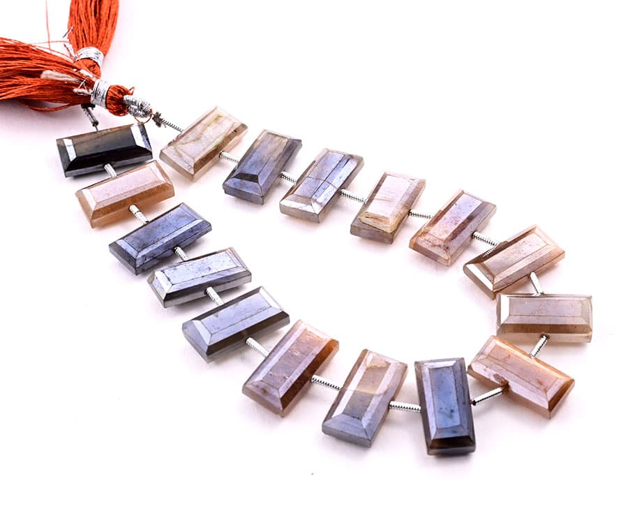 Golden Shine Moonstone 8x16mm Faceted Rectangle Center Drill, additional view