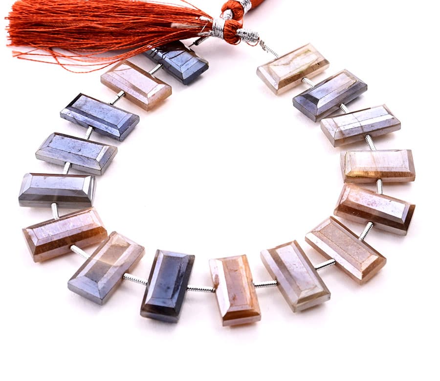Golden Shine Moonstone 8x16mm Faceted Rectangle Center Drill, additional view