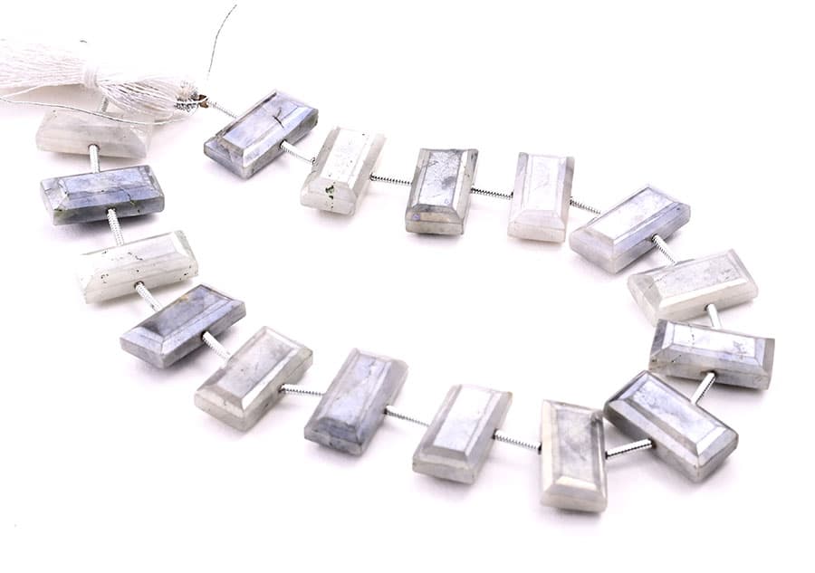 Gray Silverite 8x16mm Faceted Rectangle Center Drill, additional view