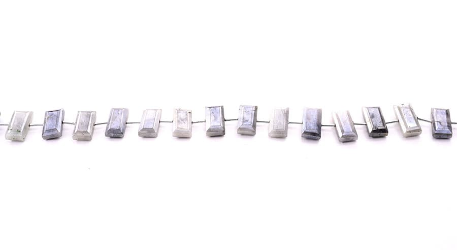 Gray Silverite 8x16mm Faceted Rectangle Center Drill, additional view