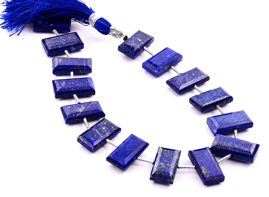 Lapis Lazuli 8x16mm Faceted Rectangle Center Drill, additional view