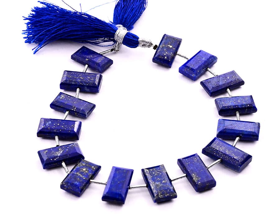 Lapis Lazuli 8x16mm Faceted Rectangle Center Drill, additional view