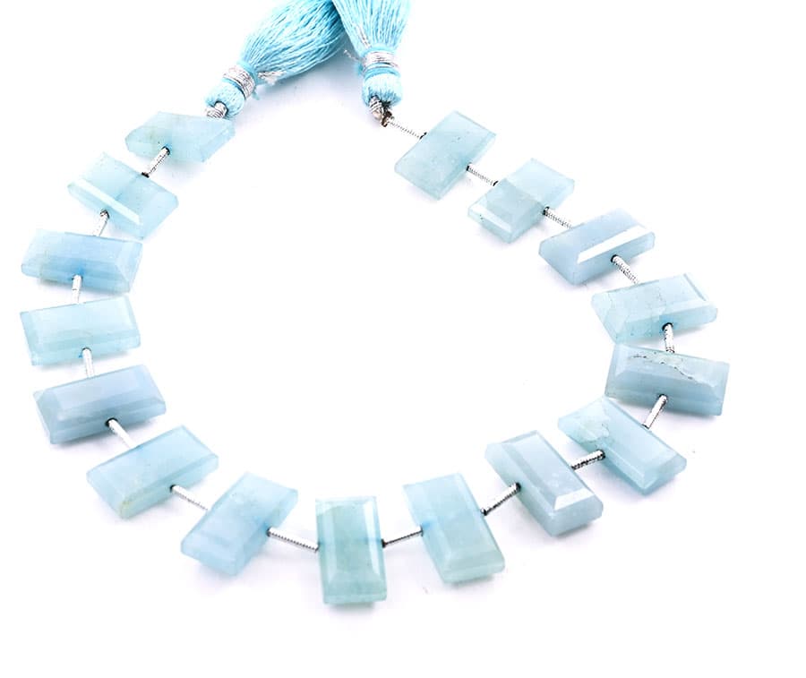 Milky Aquamarine 8x16mm Faceted Rectangle Center Drill, additional view