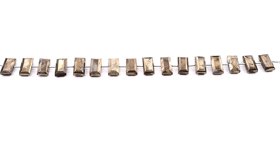 Pyrite 8x16mm Faceted Rectangle Center Drill, additional view