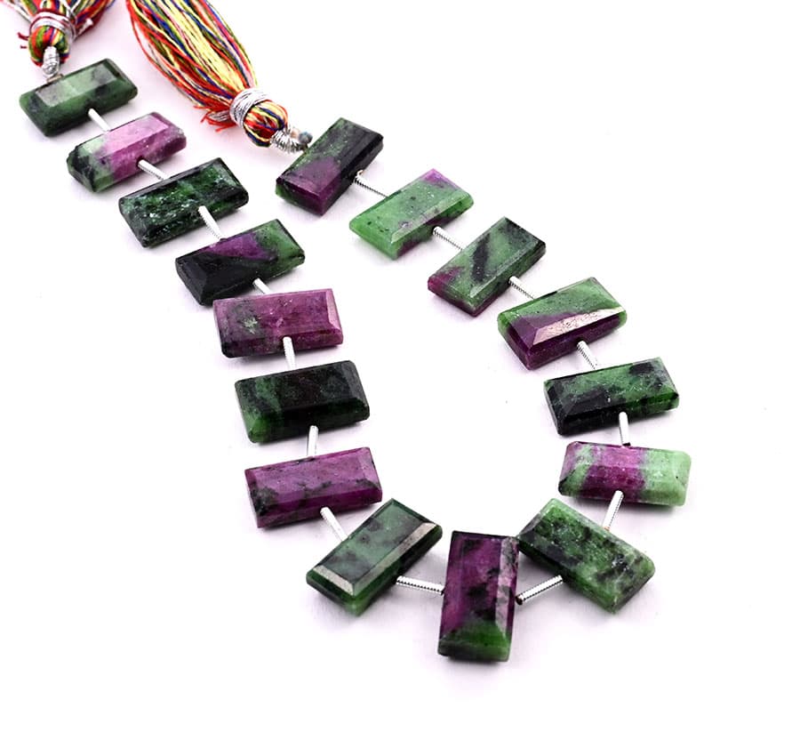 Ruby-Ziosite 8x16mm Faceted Rectangle Center Drill, additional view