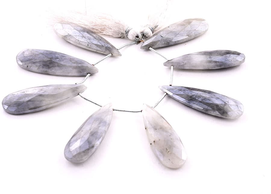 Gray Silverite 15x45mm Faceted Pear, additional view
