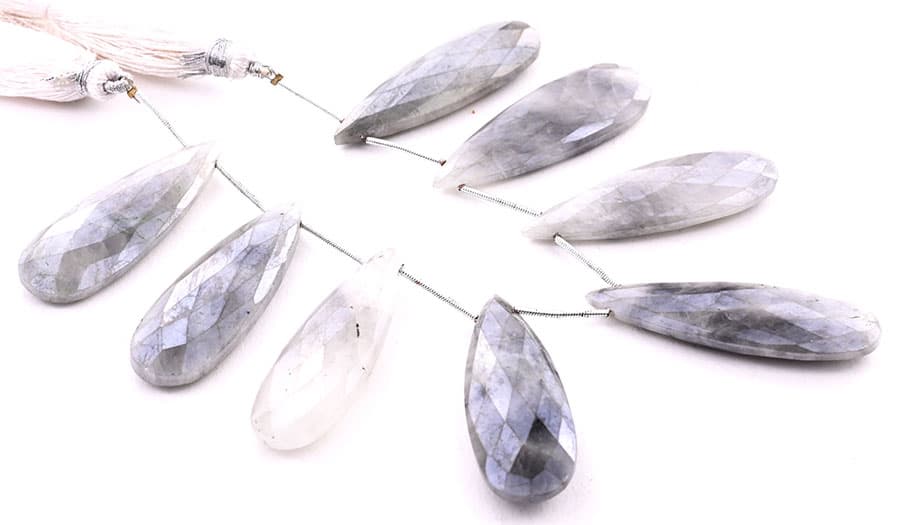 Gray Silverite 15x45mm Faceted Pear, additional view