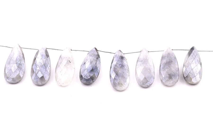 Gray Silverite 15x45mm Faceted Pear, additional view