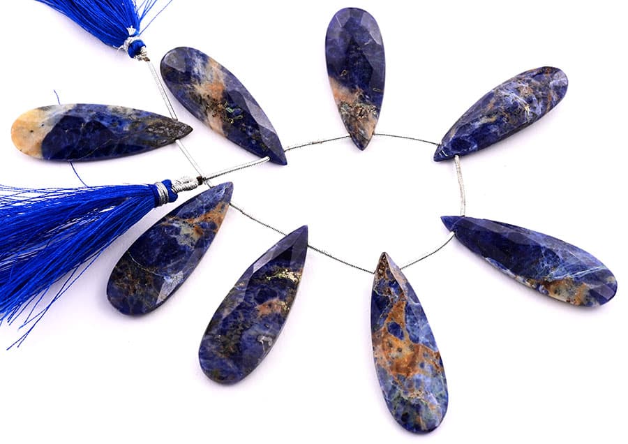 Carnelian in Sodalite 15x45mm Faceted Pear, additional view