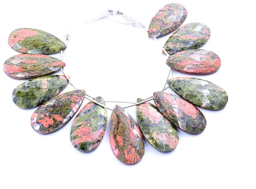 Unakite 24x45mm Faceted Pear, additional view