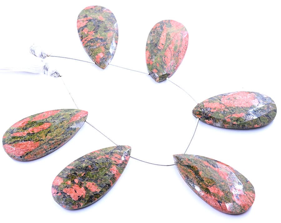 Unakite 24x45mm Faceted Pear, additional view