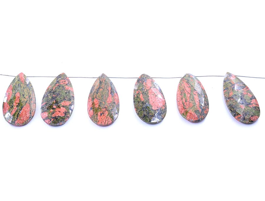Unakite 24x45mm Faceted Pear, additional view