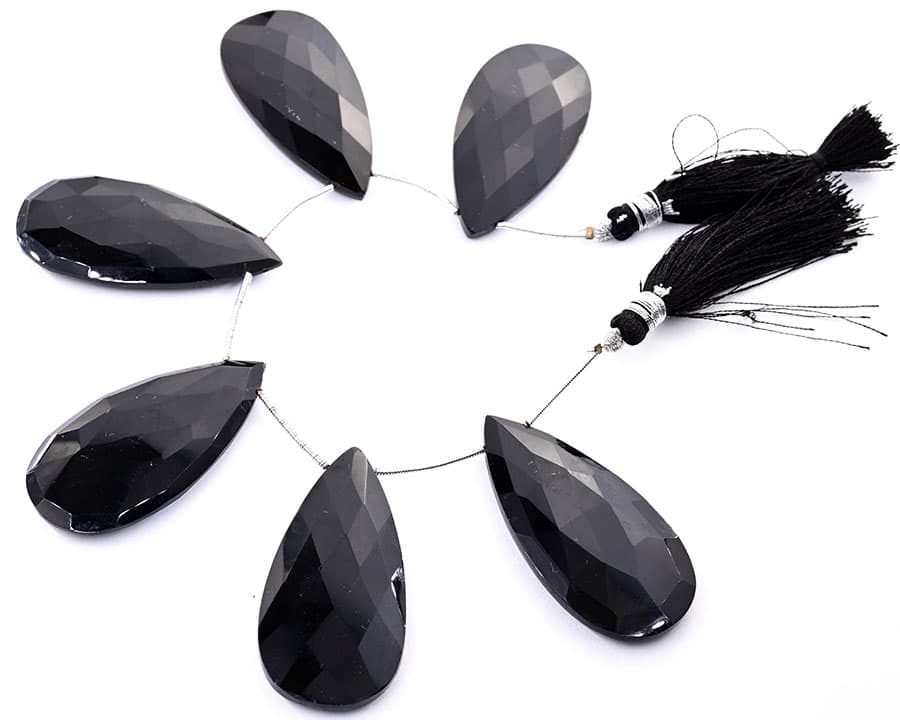 Black Onyx 24x45mm Faceted Pear, additional view