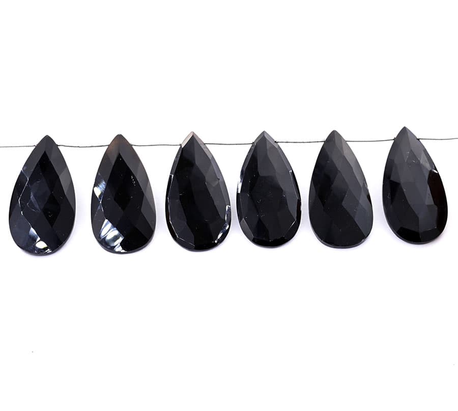 Black Onyx 24x45mm Faceted Pear, additional view