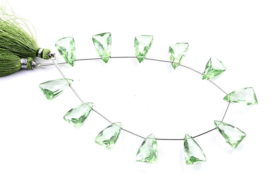 Green Amethyst 9x15mm Faceted Pyramid, additional view
