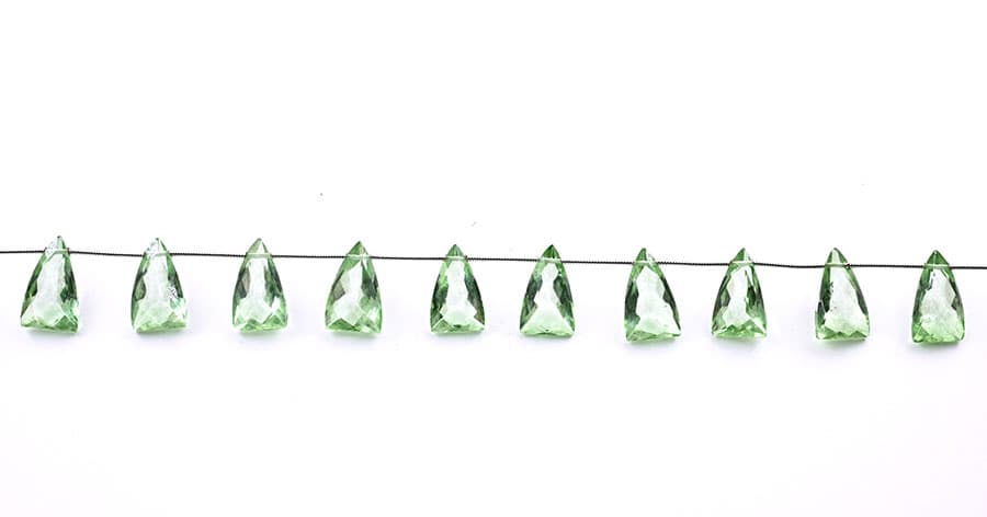Green Amethyst 9x15mm Faceted Pyramid, additional view
