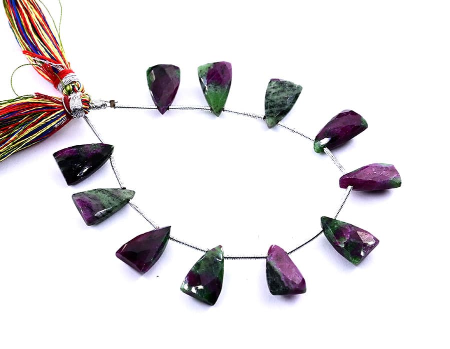 Ruby Zoisite 9x15mm Faceted Pyramid, additional view