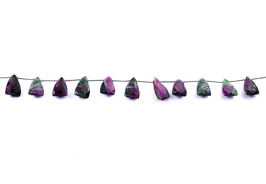 Ruby Zoisite 9x15mm Faceted Pyramid, additional view