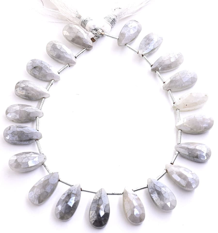 Gray Silverite 7X15mm Faceted Pear, additional view