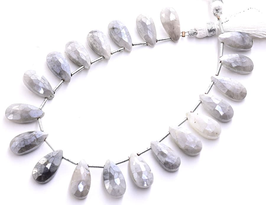 Gray Silverite 7X15mm Faceted Pear, additional view